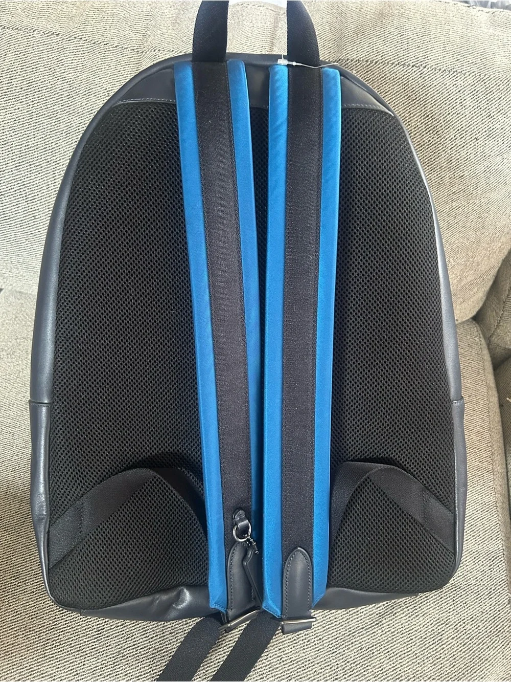 Coach Men's Blue and Black Nylon Backpack